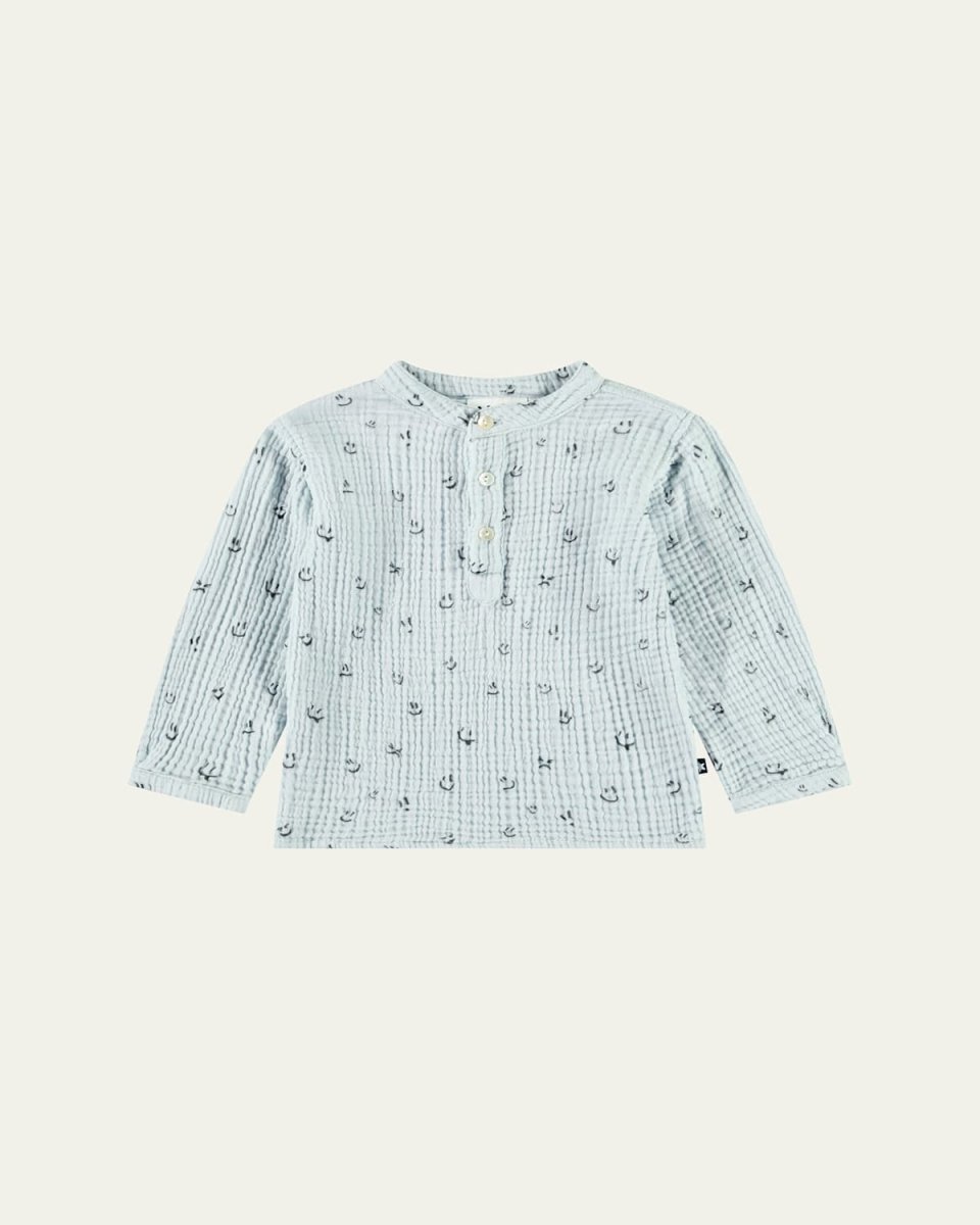 Boy's Enoz Long-Sleeve Organic Cotton Shirt, Size 6M-18